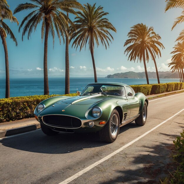 A Super Car in front of Snowy Mountains