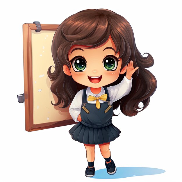 super cute back to school cartoonish Kawaii illustration on a white background