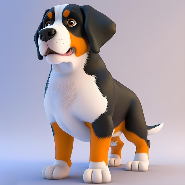 Super cute Greater Swiss Mountain Dog in the style of pixar cartoon generative ai