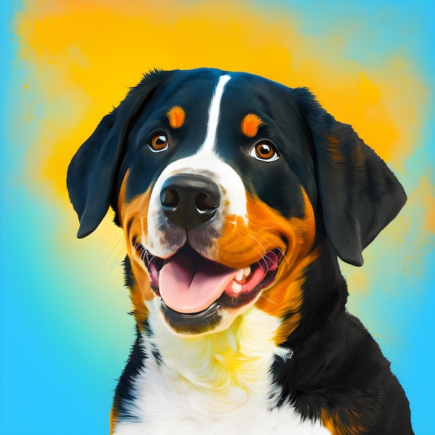 Super cute Greater Swiss Mountain Dog in the style of pixar cartoon generative ai