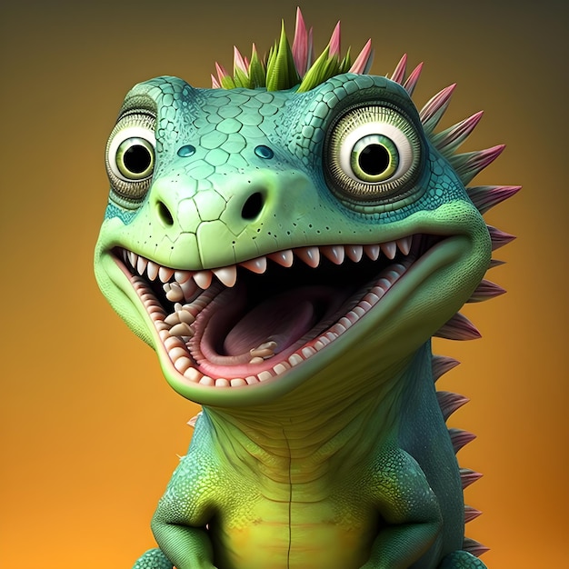 Super cute Iguana in the style of pixar cartoon generative ai