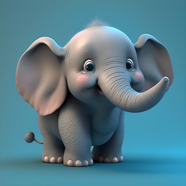 Super cute little baby elephant rendered in the style of pixar cartoon generative ai