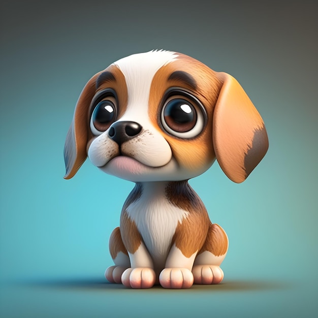 Super cute little Beagle rendered in the style of pixar cartoon generative ai