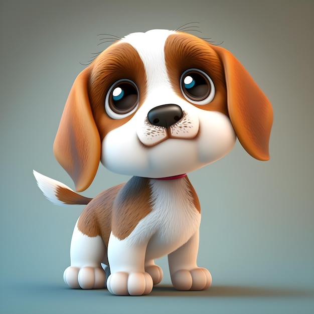 Super cute little Beagle rendered in the style of pixar cartoon generative ai