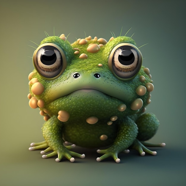 Super cute little Frog rendered in the style of pixar cartoon generative ai