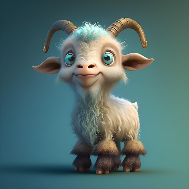 Super cute little Goat rendered in the style of pixar cartoon generative ai