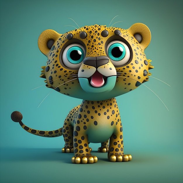 Super cute little Jaguar in the style of pixar cartoon generative ai