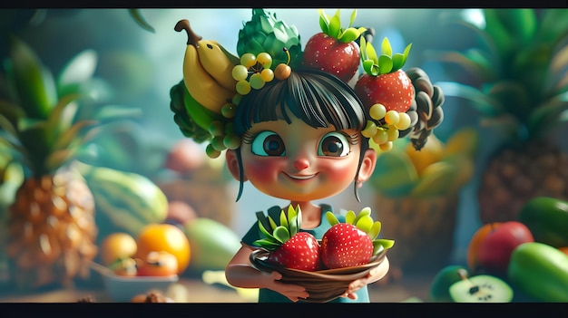 Super Cute Tale Style Fantasy Fruit Sprite Briggenerative Ai