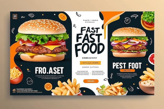 Super delicious fast food social media post template Healthy and tasty food banner