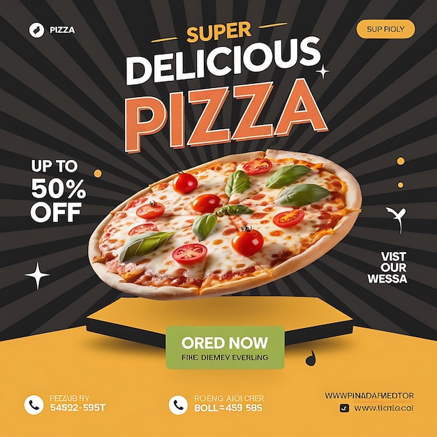 Super Delicious Pizza food menu and restaurant web banner template design