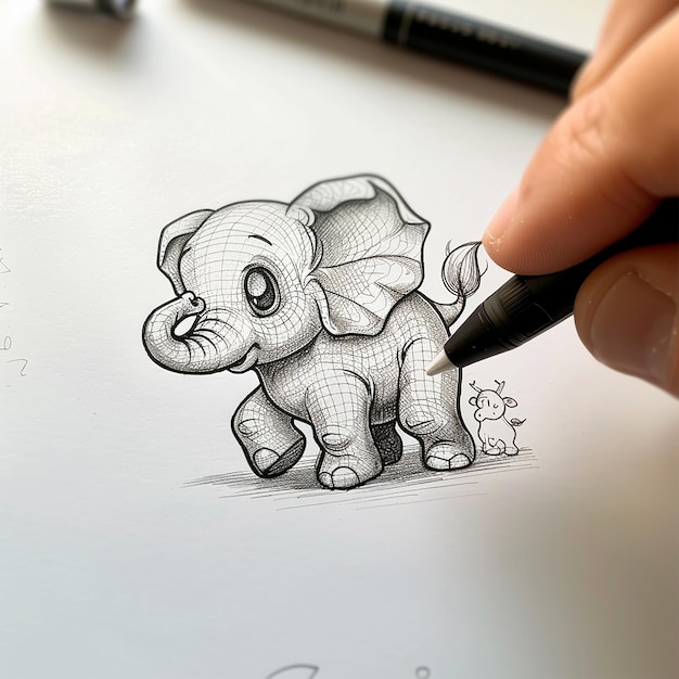 Photo super fine detailed picture of a cute elephant