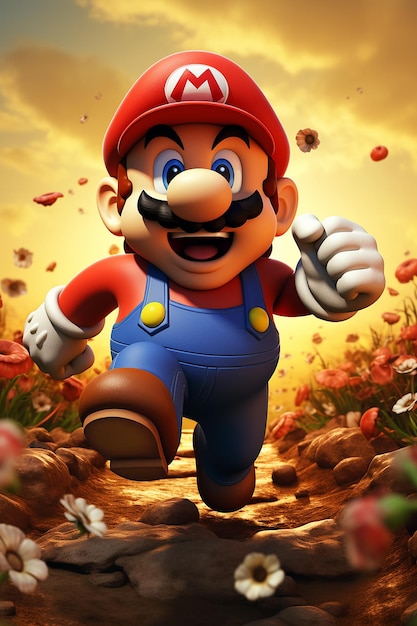 Super Mario Cartoon Character in 3D Style