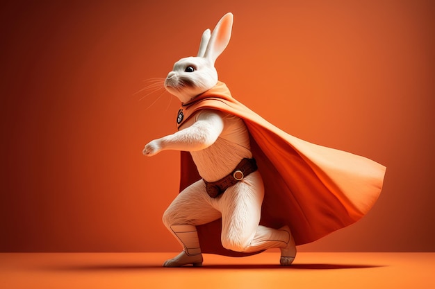 Super rabbit as superhero with cape background Created Generative Ai