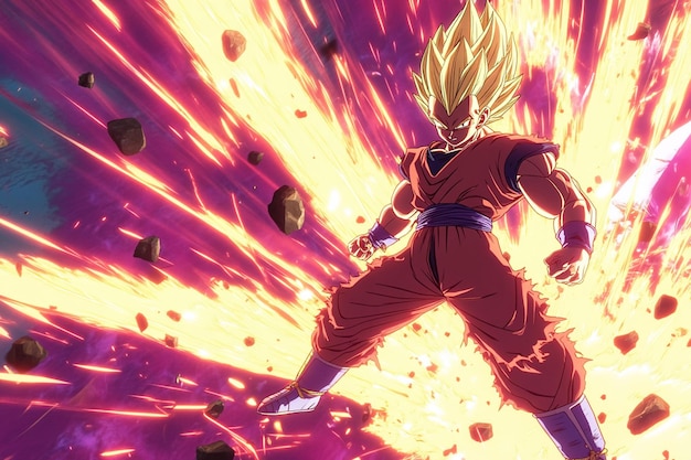 Super Saiyan Son Goku Unleashing Power