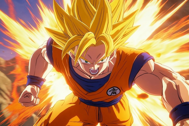 Super Saiyan Son Goku Unleashing Power