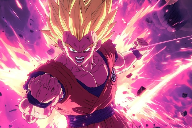 Photo super saiyan son goku unleashing power