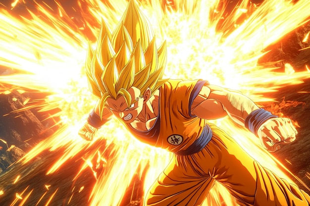 Super Saiyan Son Goku Unleashing Power