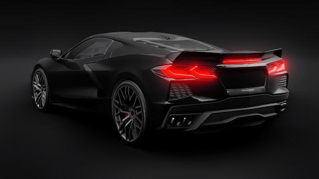 Super sports car on a black background.. 3d illustration.