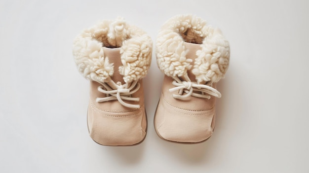 Photo super warm winter suede booties for baby child flat lay