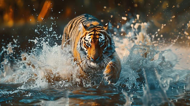 Superb Closeup of tiger drinking water