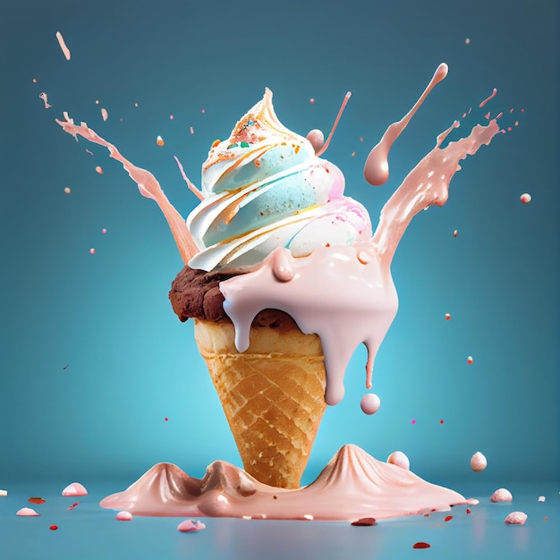 a superb ice cream in a cone Generative AI