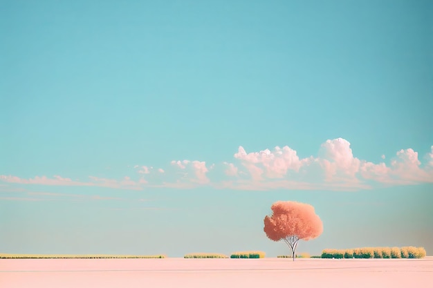 Superb minimalism tree on landscape winter in pastel color Created with Generative AI technology