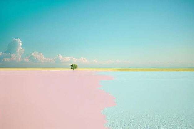 Superb minimalism tree on landscape winter in pastel color Created with Generative AI technology