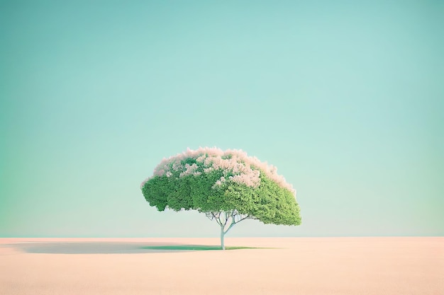 Superb minimalism tree on landscape winter in pastel color Created with Generative AI technology