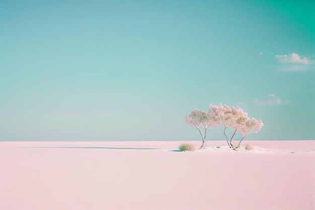 Superb minimalism tree on landscape winter in pastel color Created with Generative AI technology