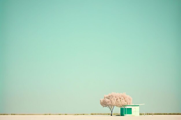 Superb minimalism tree on landscape winter in pastel color Created with Generative AI technology