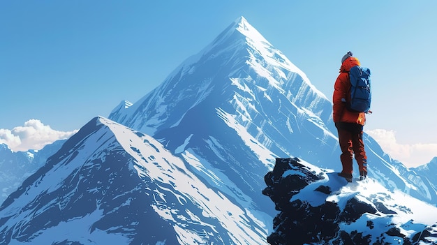 Superb shot of person standing on a rock looking at Three Peaks Nature Park in Toblach Italy