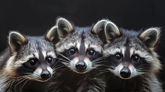 Superb Three Raccoons