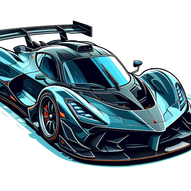 supercar in cartoon style white background