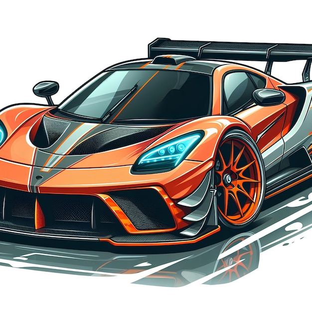 supercar in cartoon style white background