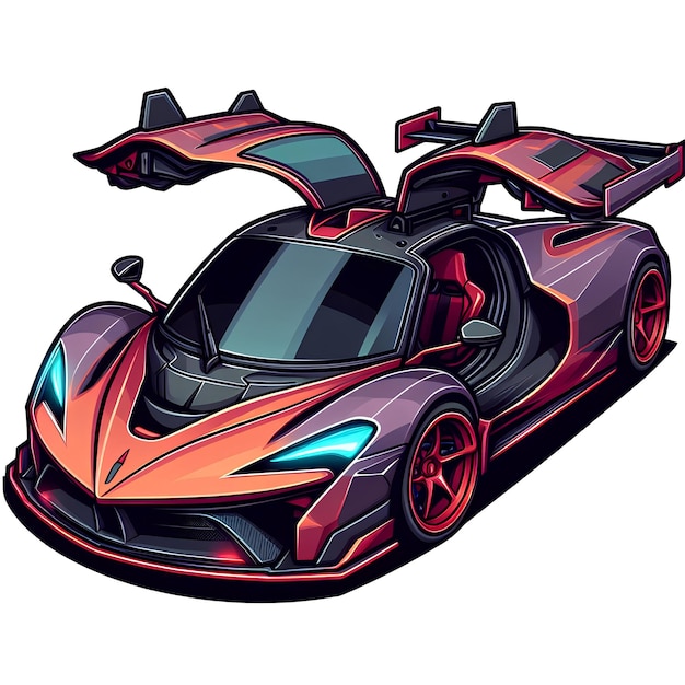 supercar in cartoon style white background