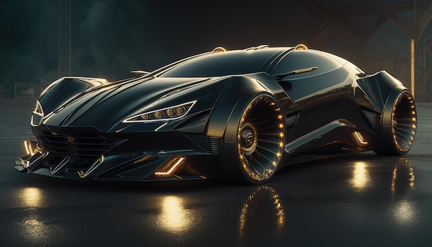 Supercar of the future with ray tracing reflections Generative AI