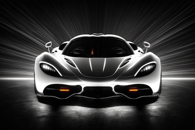 Supercar with detailed LED headlights white space