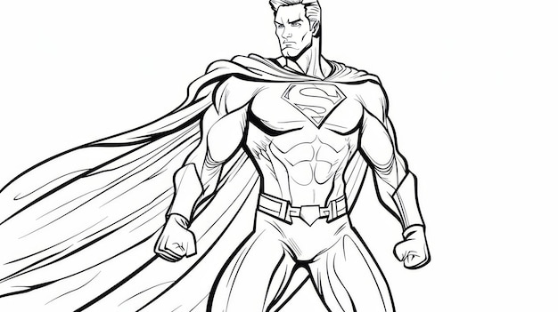 Superhero Coloring Book Comic character isolated on white background