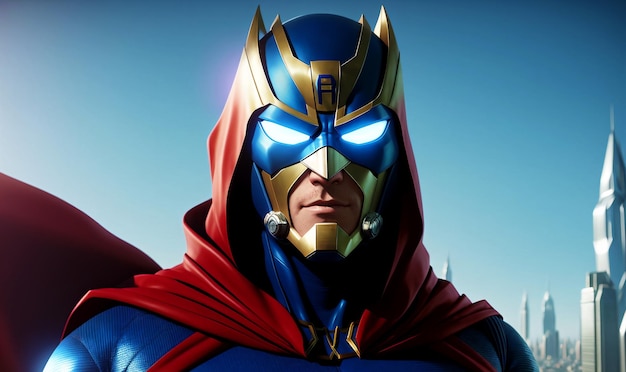 Superhero Portrait of fantastic hero in mask Generative AI