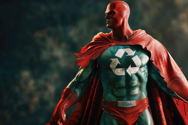 Superhero With Recycling Symbol on Outfit