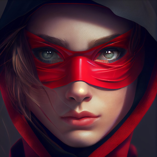 Superheroine woman portrait with superpowers 3d render illustration