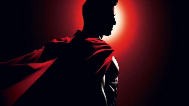 A superman silhouette is shown against a dark background.