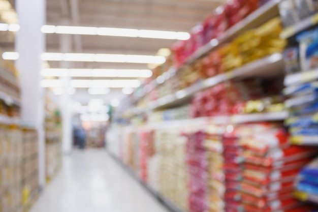 Supermarket aisle blur abstract background