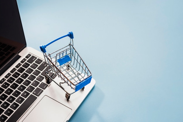 Supermarket cart on laptop