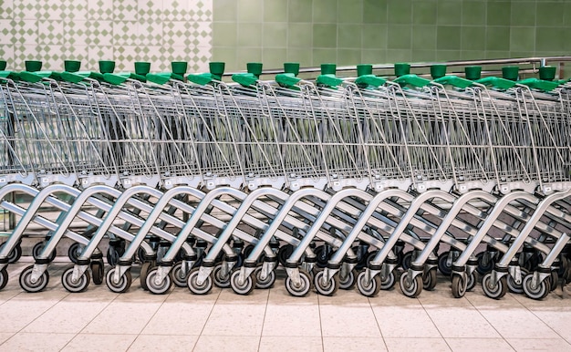 Supermarket carts Grocery trolley in store