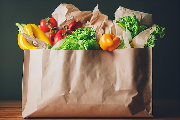 Supermarket Paper bag full of healthy food