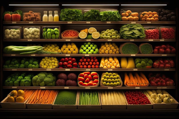 Supermarket shelves stocked with fresh produce If youre looking for a healthy alternative