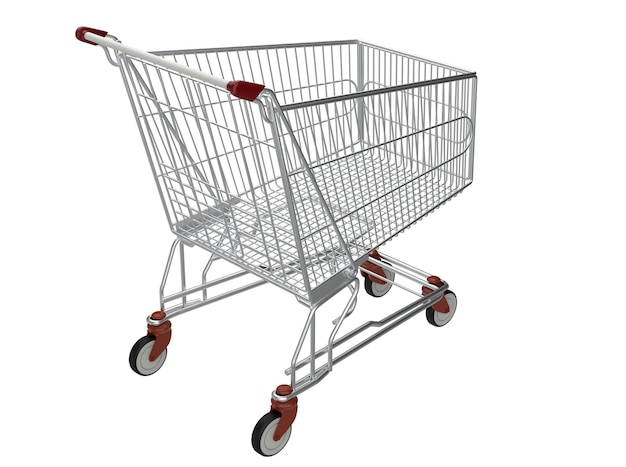 Supermarket shopping cart isolated on white background