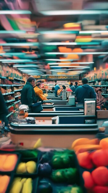 Photo supermarket with blurred effect