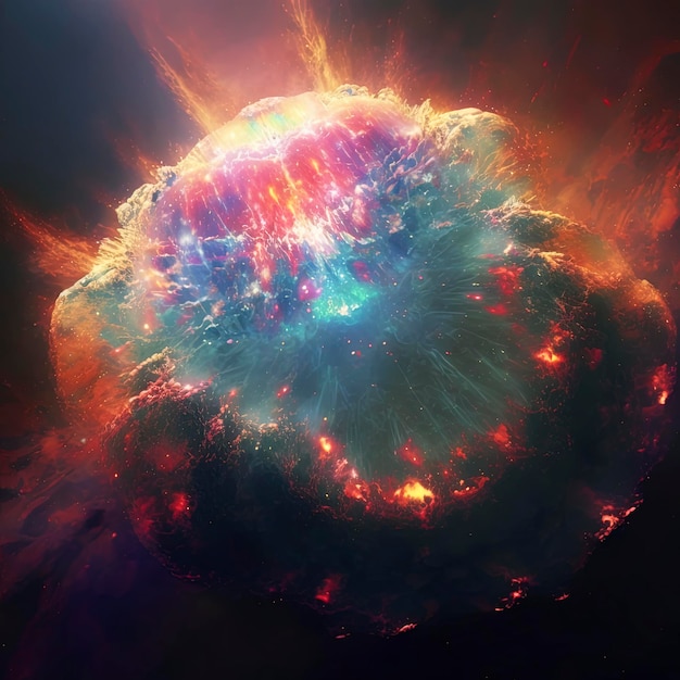 Supernova exploding, space